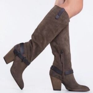 Dolce Vita Hawthorne suede leather knee high chunky heel boots size 5